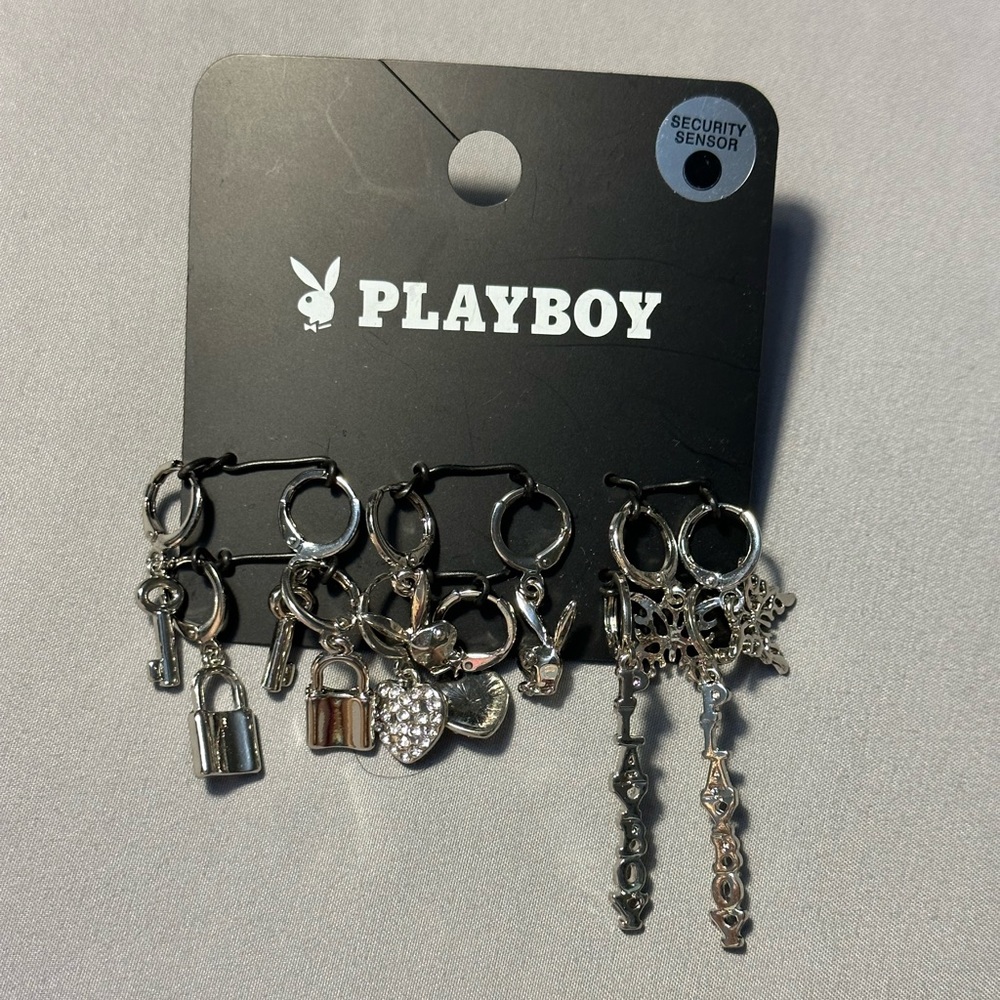 Playboy set of 6 silver earings